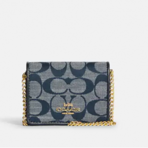 60% Off Coach Mini Wallet On A Chain In Signature Chambray @ Coach Outlet	
