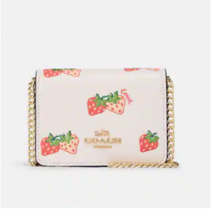 Coach Mini Wallet On A Chain With Strawberry Print Sale @ Coach Outlet