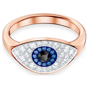 Swarovski Symbolic 戒指 Evil eye, 藍色, 鍍玫瑰金色調