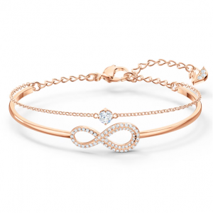 Swarovski Infinity 手镯 Infinity, 白色, 镀玫瑰金色调