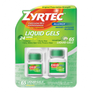 Zyrtec 24 小時過敏緩解抗組胺藥鹽酸西替利嗪 10 mg 65 粒