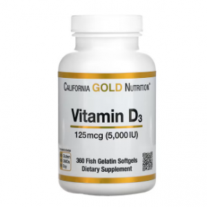California Gold Nutrition, 维生素 D3，125 微克（5,000 国际单位），360 粒鱼明胶软凝胶