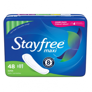 Stayfree Maxi Super Long Pads For Women 48 Count (Pack of 1) @ Amazon