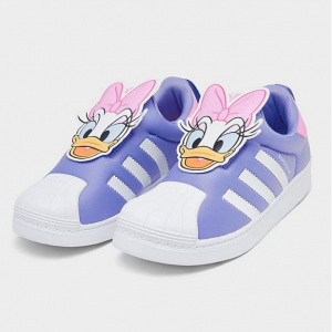 Finish Line官网 Adidas Originals Disney Daisy Duck Superstar 360唐老鸭小童款一脚蹬热卖