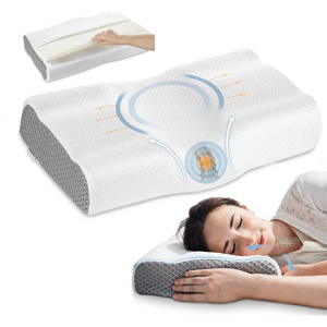 Elviros 舒適記憶棉人體工學頸椎支撐枕 可調高度 多色可選 @ Amazon