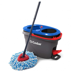 O-Cedar EasyWring RinseClean 超细纤维旋转拖把和铲斗地板清洁系统,灰色