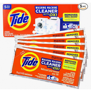 Tide 洗衣机清洁剂,适用于前部和顶部装载洗衣机,5小包