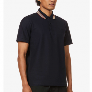 BURBERRY Pierson striped-trim cotton-piqué polo shirt