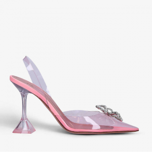 AMINA MUADDI Rosie Glass crystal-embellished sling-back PVC courts