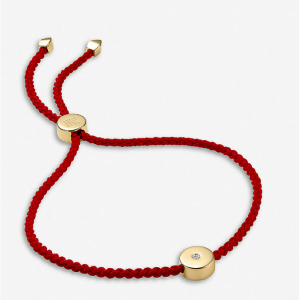 MONICA VINADER Linear Solo 18ct yellow gold-plated vermeil silver and diamond friendship bracelet