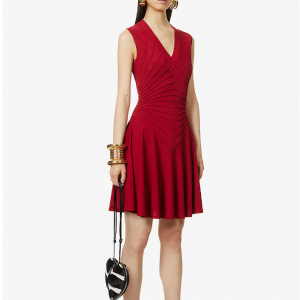 ALAIA V-neck A-line woven mini dress