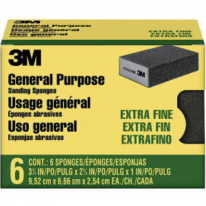 3M Sanding Sponge, 3-3/4 in x 2-5/8 in, Extra Fine, 6-Pack @ Amazon