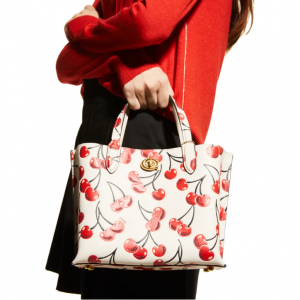 51% Off COACH Willow Cherry-Print Leather Tote Bag @ Neiman Marcus