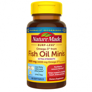 Nature Made Burp-Less Omega-3 from Fish Oil 1400 mg Minis, 60 Softgels, 30 Day Supply @ Amazon