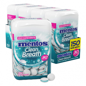 Mentos Clean Breath Sugarfree Hard Mint, 150pc, Intense Wintergreen (Pack of 4 Bottles) @ Amazon