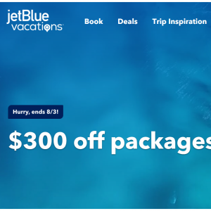 JetBlue Vacations - 48小時大促：預訂酒店、機票、郵輪等，最高減$300