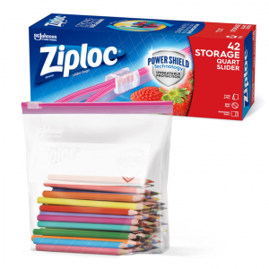 Ziploc Quart Food Storage Slider Bags, Power Shield Technology for More Durability, 42 Count 