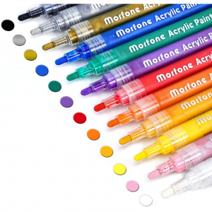 Morfone 12 色水性颜料笔 可以用来画万圣节南瓜 @ Amazon