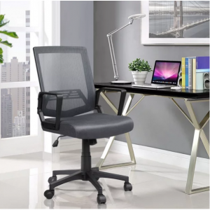 Yaheetech 高度可调中背网状办公椅,深灰色