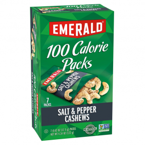 Emerald Nuts, Salt & Pepper Cashews, 100 Calorie Packs, 7 Count, 4.34 Oz @ Amazon