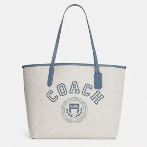 68% Off Coach City Tote In Signature Canvas With Varsity Motif @ Coach Outlet