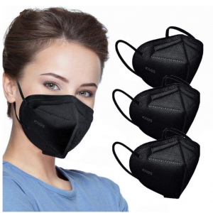 LEMENT 50pcs KN95 Face Mask Black 5 Layer Cup Dust Safety Masks Filter Efficiency≥95% @ Amazon