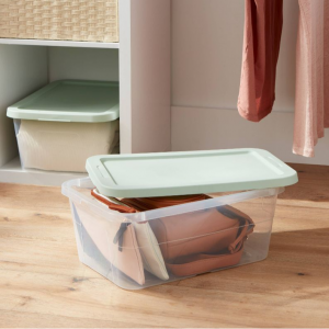 Room Essentials™ 2 件装 16 夸脱透明储物盒绿色