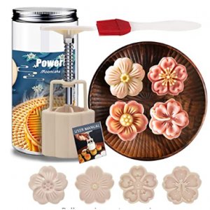 强力月饼模具 50g-4个白色压花