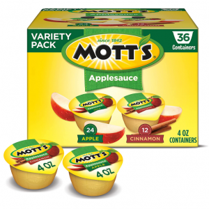 Mott's Apple & Cinnamon Variety Pack Applesauce, 4 Ounce Cup, Pack of 36 @ Amazon