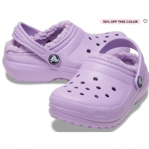 Crocs 儿童带毛绒内衬洞洞鞋 紫色码全