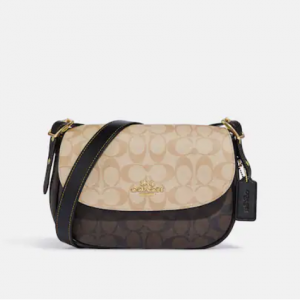 Coach Macie Saddle Bag In Blocked Signature Canvas @ Coach Outlet