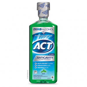 ACT Anticavity Zero Alcohol Fluoride Mouthwash 18 fl. oz., With Accurate Dosing Cup, Mint @ Amazon