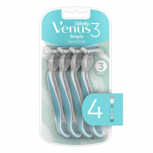 Gillette Venus Simply 3 Sensitive Women's Disposable Razors, Pack of 1 with 4 razors @ Amazon