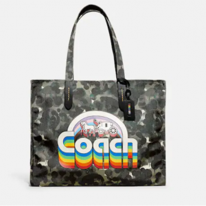 50% Off Coach 100 Percent Recycled Canvas Tote 42 With Camo Print And Rainbow Horse And Carriage