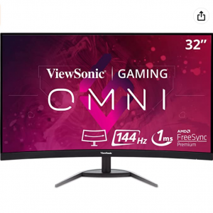 Amazon.com - ViewSonic OMNI VX3268-2KPC-MHD 32" 1440p 144Hz 曲面显示器，6.4折