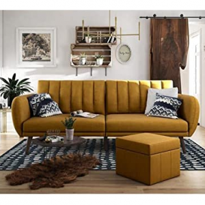 Novogratz Brittany Sofa Futon - Premium Upholstery and Wooden Legs - 4 Colors @ Amazon