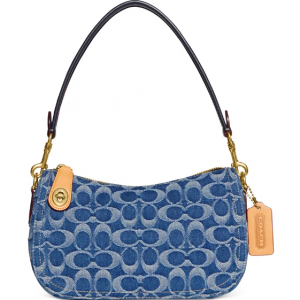 40% Off COACH Washed Denim Signature Swinger Crossbody @ Macy's