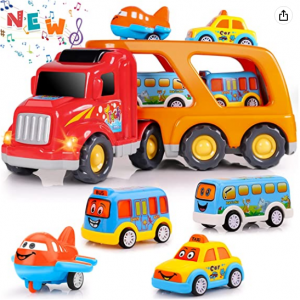 Nicmore Toddler Toys Car for Boys, 5 in 1 Carrier Toy Trucks $11.97