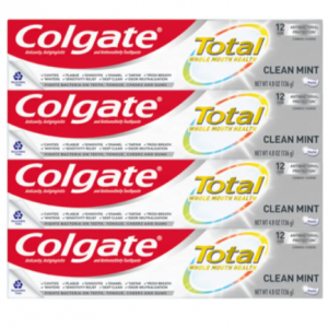 Colgate Total Toothpaste with Whitening, Clean Mint, 4.8 Ounce (Pack of 4) @ Amazon