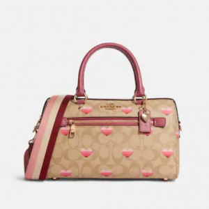 Extra 15% Off Coach Rowan Satchel In Signature Canvas With Stripe Heart Print