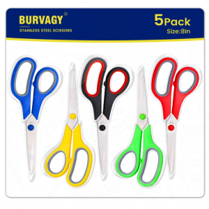 BURVAGY 8” Multipurpose Scissors Bulk Pack of 5 @ Amazon