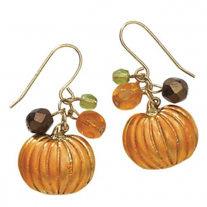 镀金珐琅水晶南瓜耳环