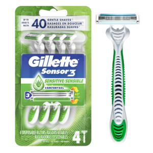 Gillette Sensor3 男士剃须刀 4支 敏感肌可用 @ Amazon