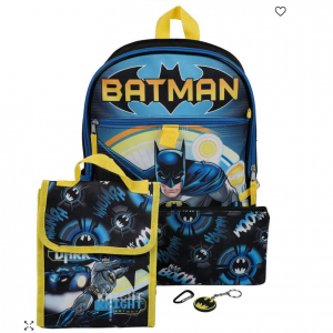 BIOWORLD 蝙蝠侠图案双肩包+午餐袋 5件套