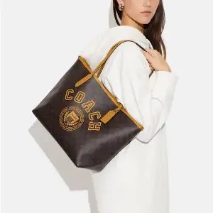 Coach City Tote In Signature Canvas With Varsity Motif Sale @ Coach Outlet