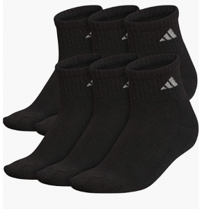 adidas Womens Athletic Cushioned Quarter Socks With Arch Compression (6-pair) @ Amazon