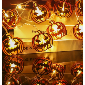 1件万圣节灯串带 10 件南瓜灯泡