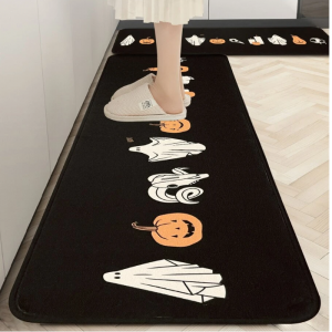 1件万圣节幽灵和南瓜印花厨房地毯