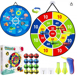 Maburaho Dart Board for Kids,12 Sticky Balls,1 Toy Gun,2 Dart Bullets Set $8.99