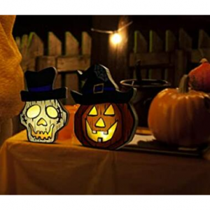 Pinevandi 2022 upgraded 2 pcs Halloween Decoration Lights Wooden Lamp $9.19